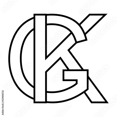 Logo sign gk kg, icon nft interlaced letters g k