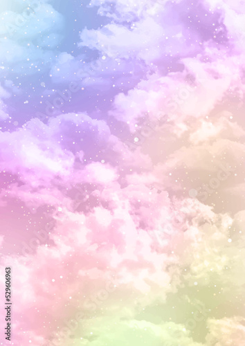 Cotton candy clouds background with sparkles