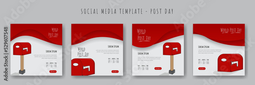 Obraz na plátně Set of social media post template with little post box design for world post day