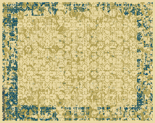 Carpet bathmat and Rug Boho style ethnic design pattern with distressed woven texture and effect