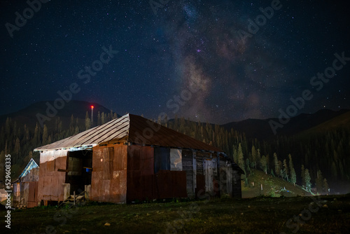 Old Hut And Milky Way Galaxy © David Khelashvili