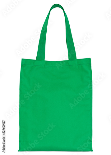 green shopping fabric bag isolated with clipping path for mockup