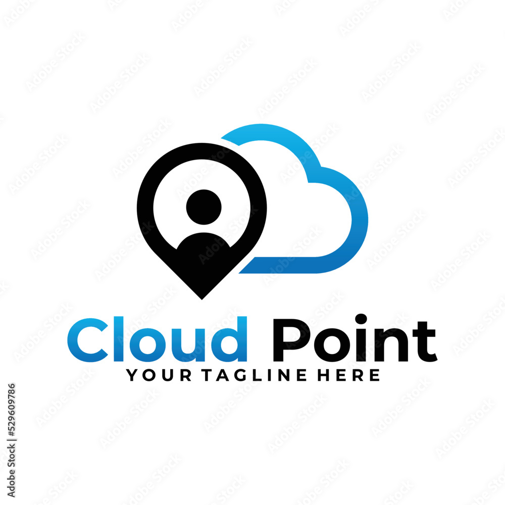 cloud pin logo design vector template cloud pin logo design vector template