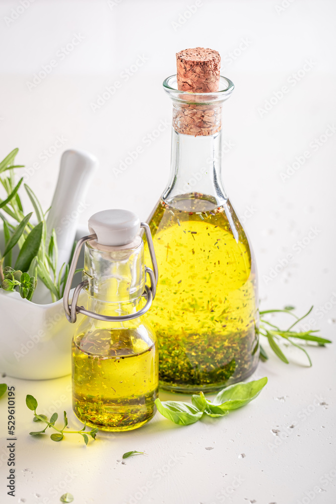 Delicious and healthy oil with virgin olive oil and herbs. Delicious and healthy oil with virgin olive oil and herbs.