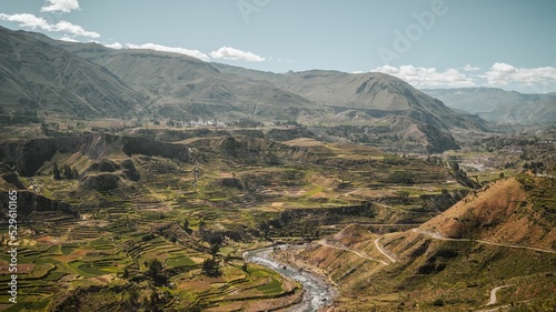 Landscape of natural terraces in the province of Arequipa Peru photo