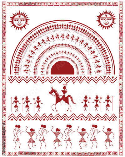 Warli painting showing festival dance form of India