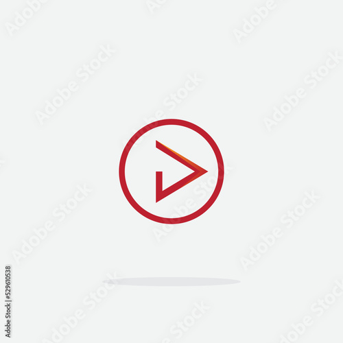 Play button icon with circle frame in trendy style isolated on grey background. Play symbol for your web site design, logo, app, UI. Vector illustration