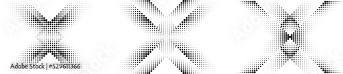 Halftone dots in Cross Form . Vector Illustration. Letter x  Logo . Design element . Abstract Geometric shape . 