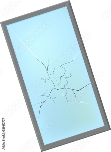 画面に亀裂がはいったスマホ