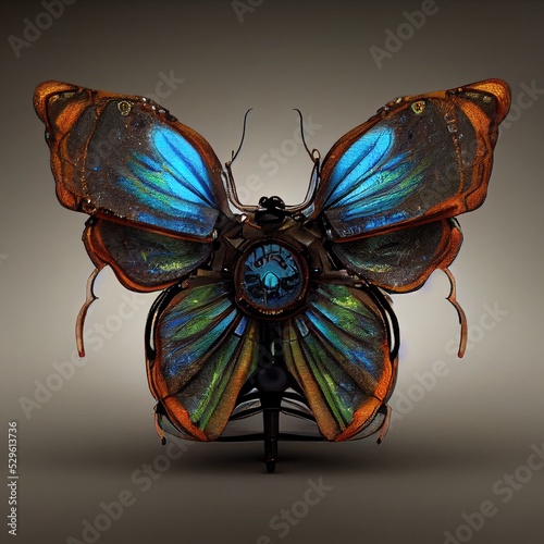 Digital art of butterfly with amazing colors, 3d render