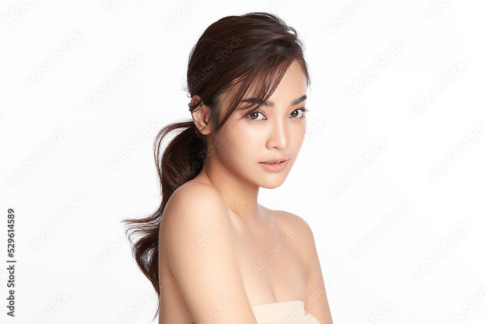Beautiful young asian woman with clean fresh skin on white background, Face care, Facial treatment, Cosmetology, beauty and spa, Asian women portrait. Beautiful young asian woman with clean fresh skin on white background, Face care, Facial treatment, Cosmetology, beauty and spa, Asian women portrait.