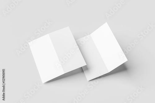 Bi fold brochure mock up white background blank mockup