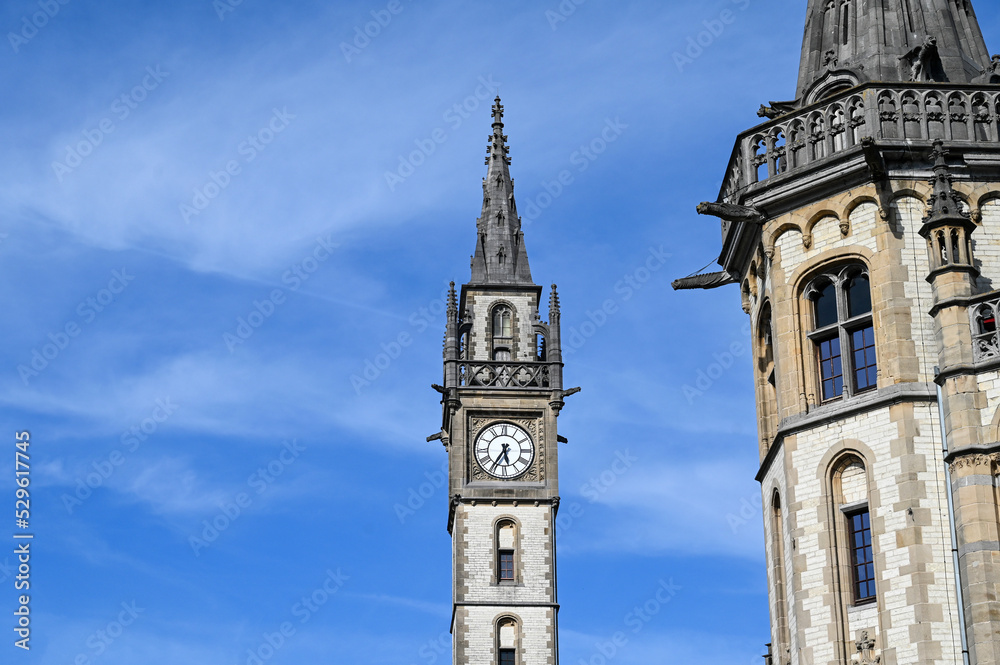 Clock tower in Ghent, Belgium. 