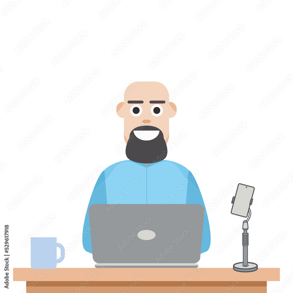 Man Playing Laptop Work From Home Man Playing Laptop Work From Home