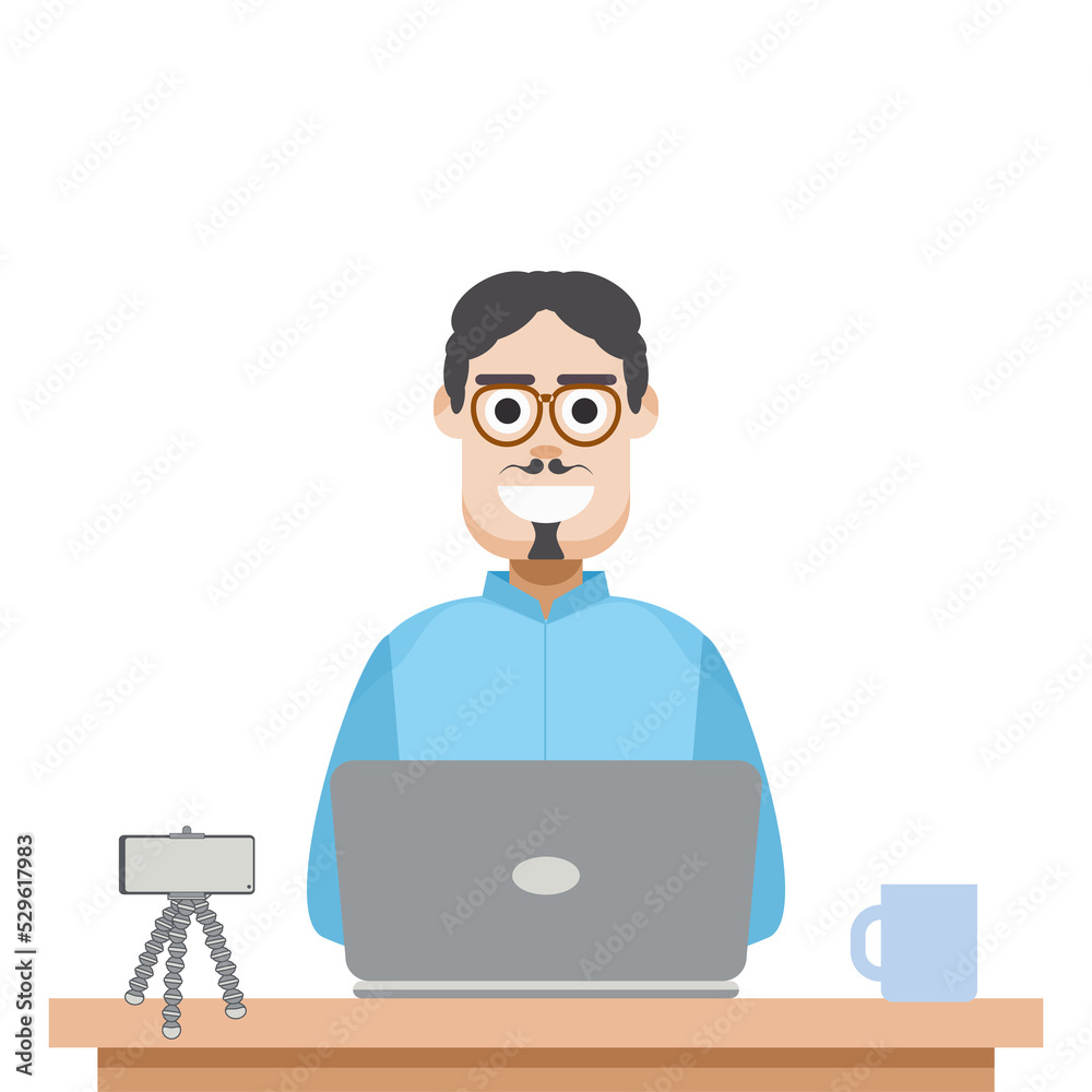 Man Playing Laptop Work From Home Man Playing Laptop Work From Home