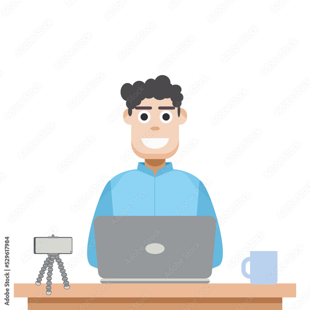 Man Playing Laptop Work From Home Man Playing Laptop Work From Home