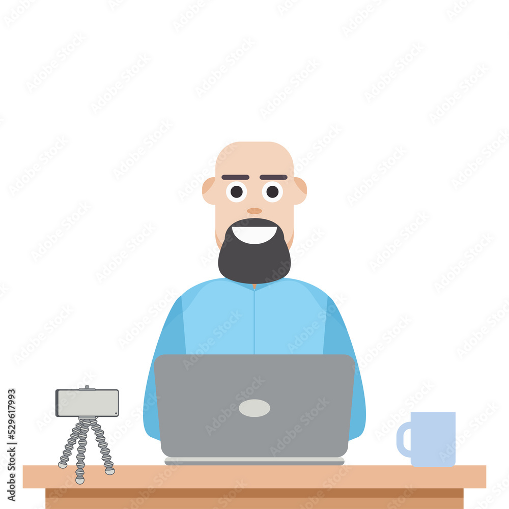 Man Playing Laptop Work From Home Man Playing Laptop Work From Home