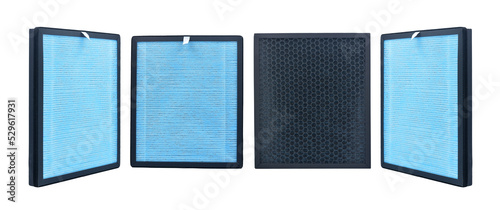 Close-up photo in different angle of Air purifier filters, clipping path Included. photo