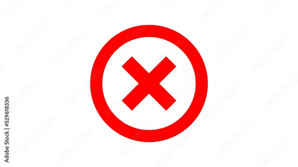 Red cross symbol animation on white background, Wrong Symbol in Motion graphic, alpha channel included. Red cross symbol animation on white background, Wrong Symbol in Motion graphic, alpha channel included.