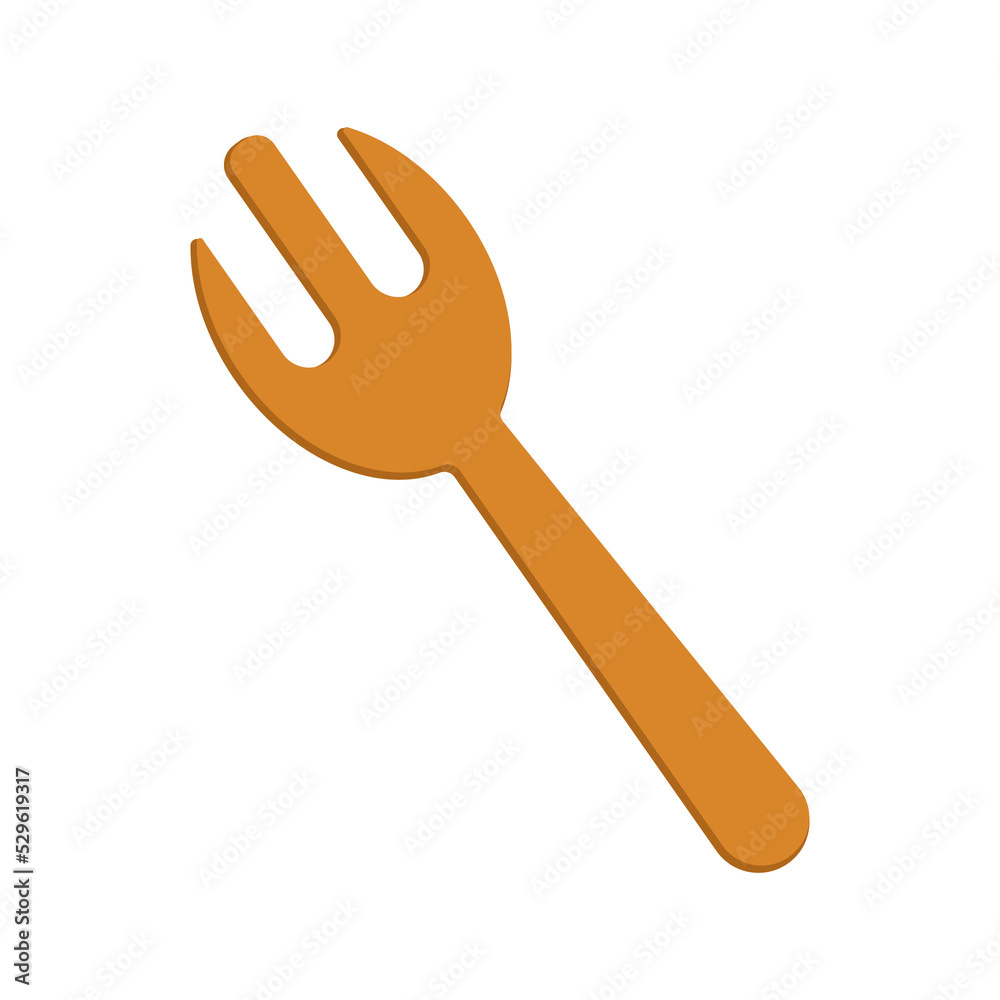 Illustration of wooden cutlery for eating on isolated background Illustration of wooden cutlery for eating on isolated background