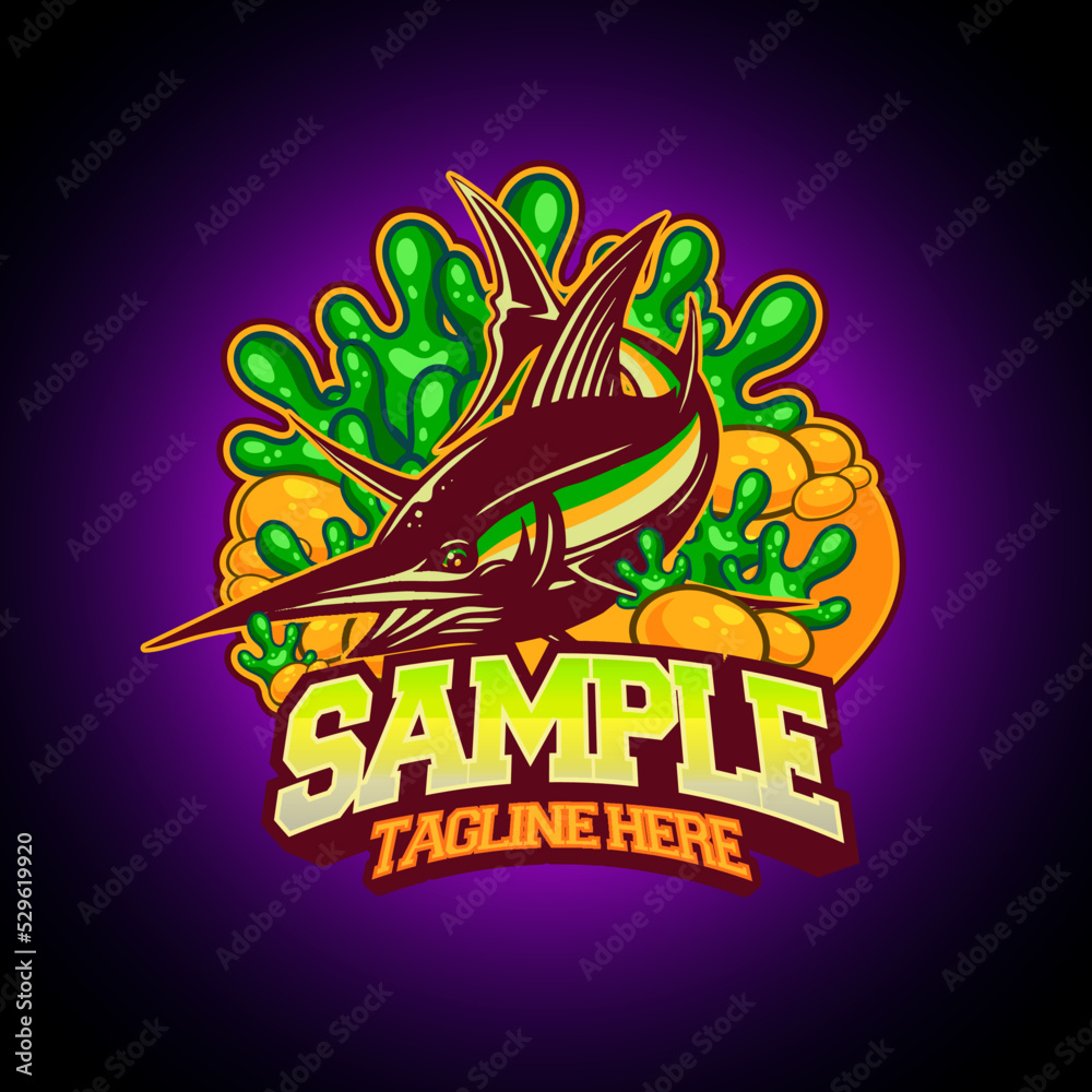 fish jumping mascot vector illustration