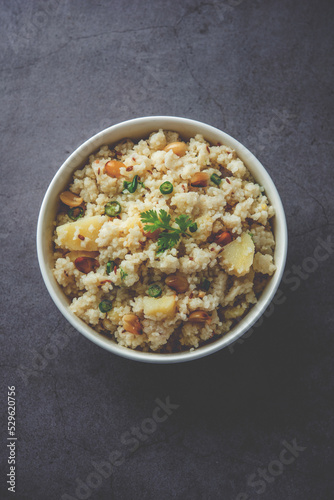Bhagar - Indian fasting or upwas food recipe made using Barnyad millet rice grains or Sanwa, Samwa