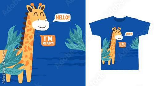 Cute giraffe cartoon design for tshirt and other use