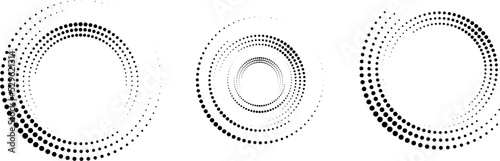 Halftone dots in Semi Circle Form .  Vector Illustration .Technology round. Moon Logo . Design element . Abstract Geometric shape .