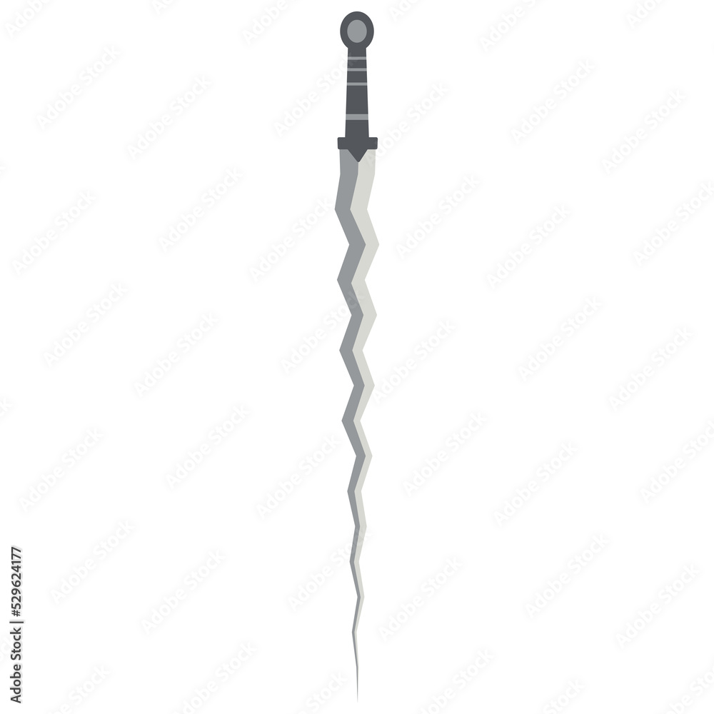 Sword Zigzag Long Keris One Handed Two Side Sharp Swords Knight Weapon Sword Zigzag Long Keris One Handed Two Side Sharp Swords Knight Weapon