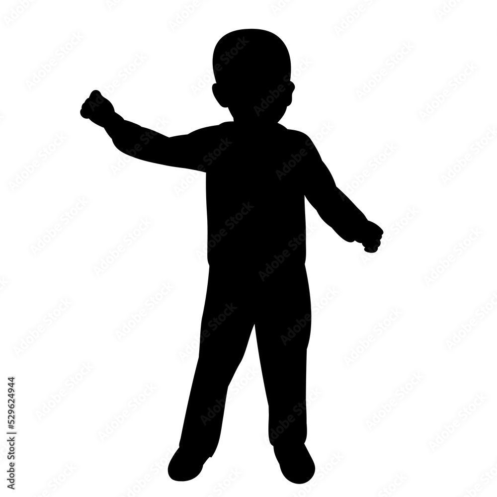 silhouette black boy, child on white background isolated, vector silhouette black boy, child on white background isolated, vector