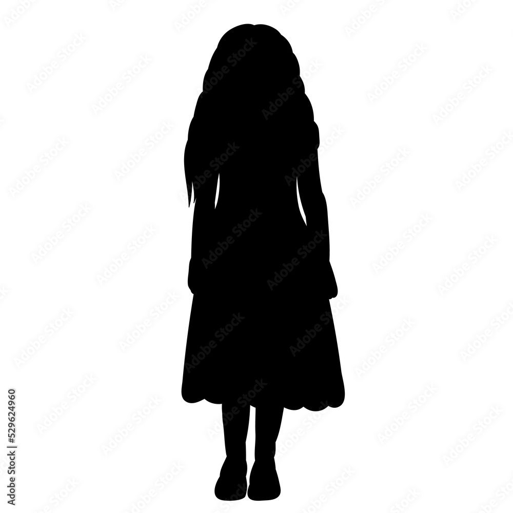 silhouette black girl on white background isolated, vector Stock Vector ...