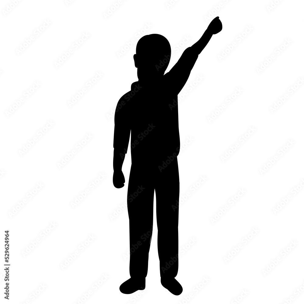 silhouette black boy, child on white background isolated silhouette black boy, child on white background isolated