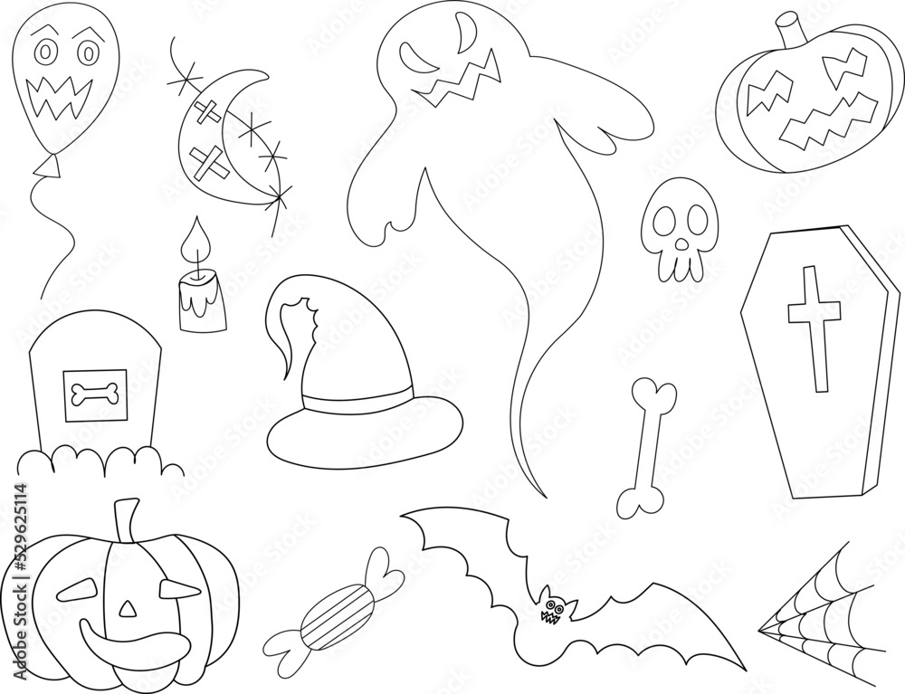 Fototapeta premium set for halloween sketch, isolated vector