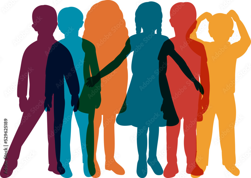 Fototapeta premium silhouette kids on white background isolated, vector