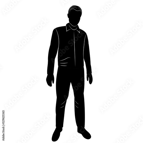 silhouette black man, guy isolated, vector