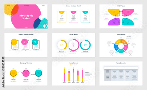 Vector Set of 9 Infographic Templates