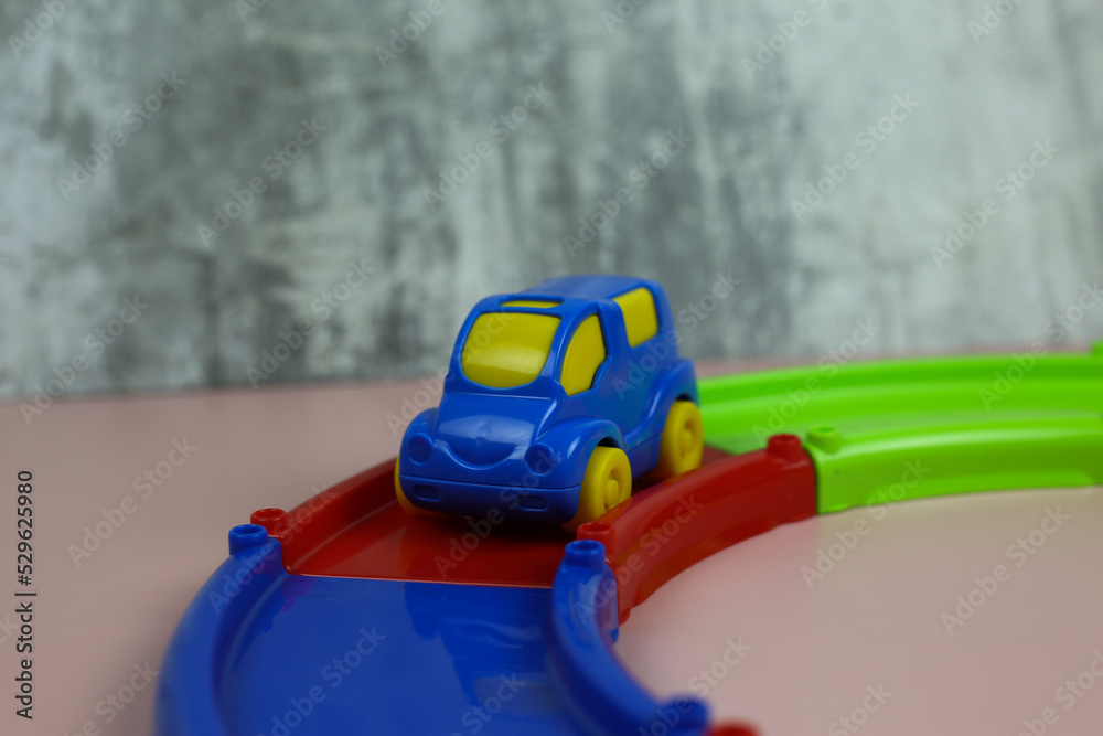 Multi-colored plastic constructor track with cars for children