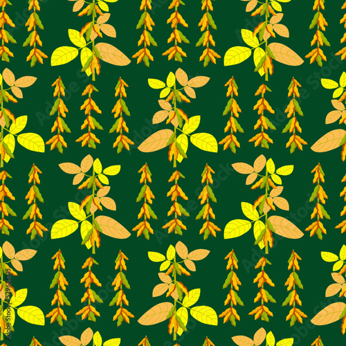 Vector - soya plants seamless pattern. 