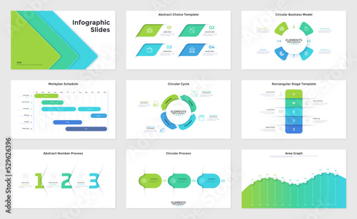 Vector Set of 9 Infographic Templates