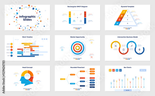 Vector Set of 9 Infographic Templates