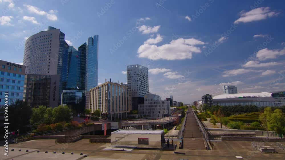 Traffic in night of La Defense, time lapse view Traffic in night of La Defense, time lapse view