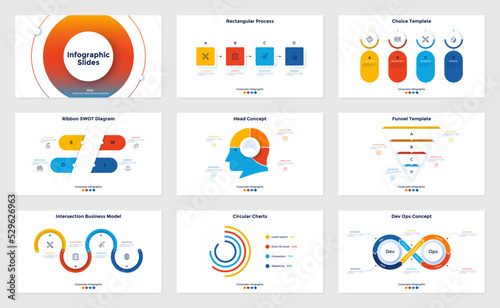 Vector Set of 9 Infographic Templates