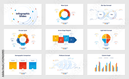 Vector Set of 9 Infographic Templates