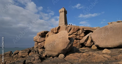 Ploumanac'h, Mean Ruz Lighthouse, Perros Guirec, Brittany in France photo