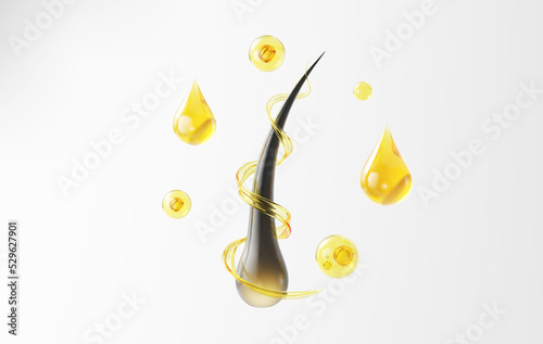 Nourish hair, Cosmetic shampoo serum. Hair damaged Repair concept. 3d rendering. photo