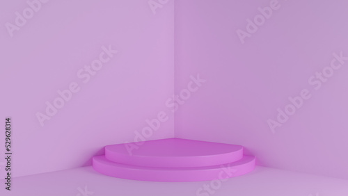 Cylinder podium display or showcase mockup for product in purple background. Blank exhibition stage backdrop or empty product shelf. 3D rendering © G3D Studio