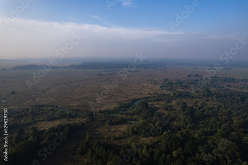 smoke from burning peatlands view from a drone