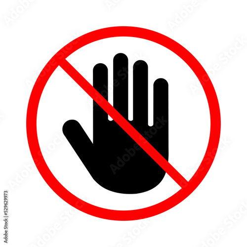 Stop hand, Hand forbidden sign, no entry, do not touch, do not push, borders closed