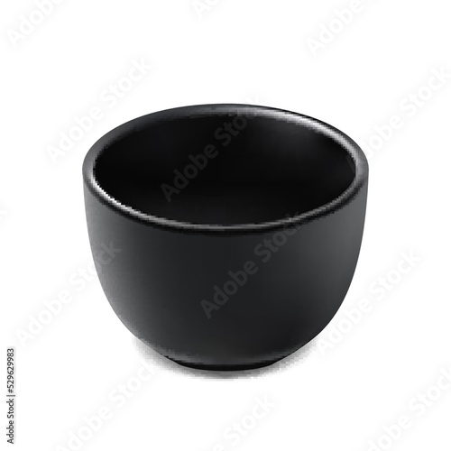 Black ceramic empty bowl, for food, rice, oatmeal, cereal and soup.