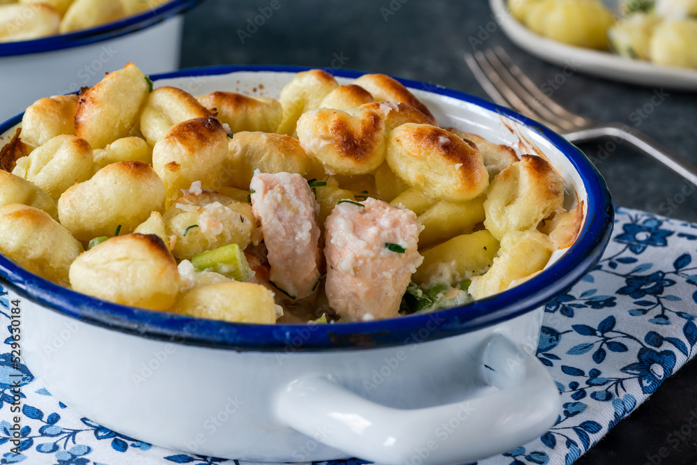 Fish pie with baked potato gnocchi topping Fish pie with baked potato gnocchi topping